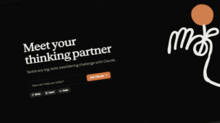 Clauden verkkosivusto näkyvissä näytöllä, jossa on teksti Meet your thinking partner.